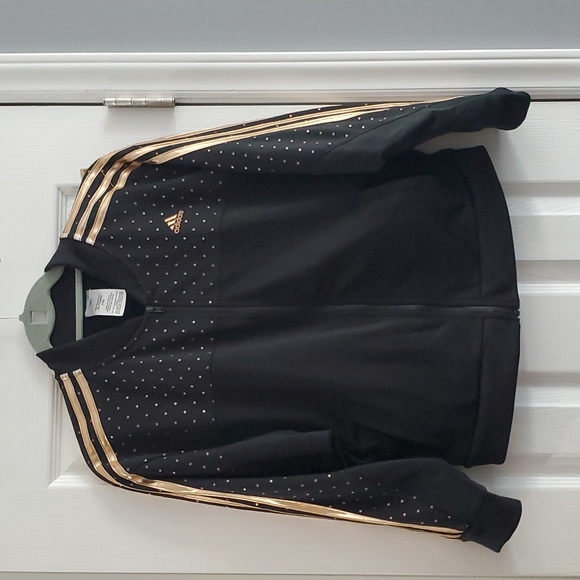 Adidas | Black Jacket Rose Gold Metallic Polka-dot - Picture 1 of 7